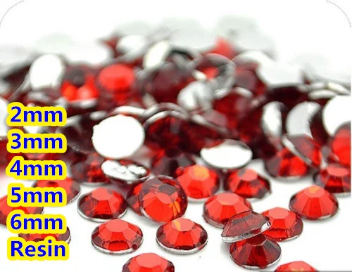 

Lt.Siam Color 2mm,3mm,4mm,5mm,6mm Facets Flat Back Resin Rhinestone Nail Art Gems Decoration