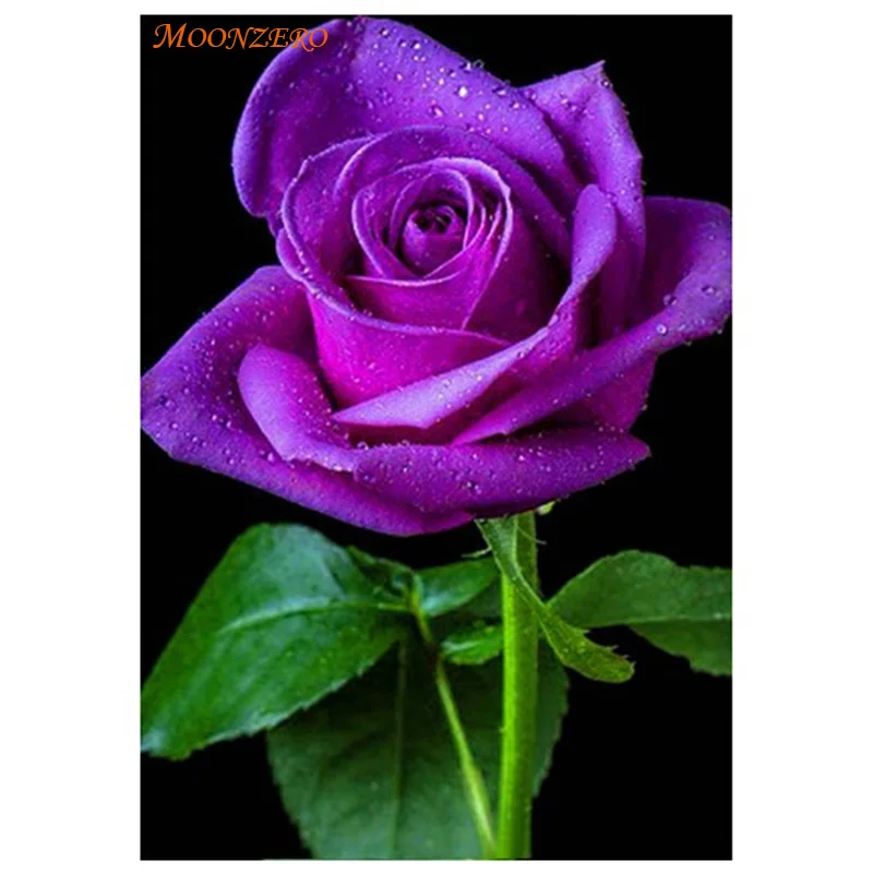 

5D diamond painting cross stitch set purple rose flower DIY diamond embroidery handmade decorative wall stickers craft pendant
