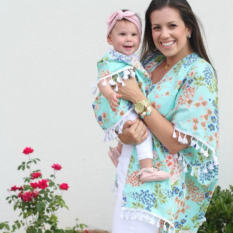 Новинка 2018 года семейный топ с цветочным рисунком для женщин одинаковый кардиган