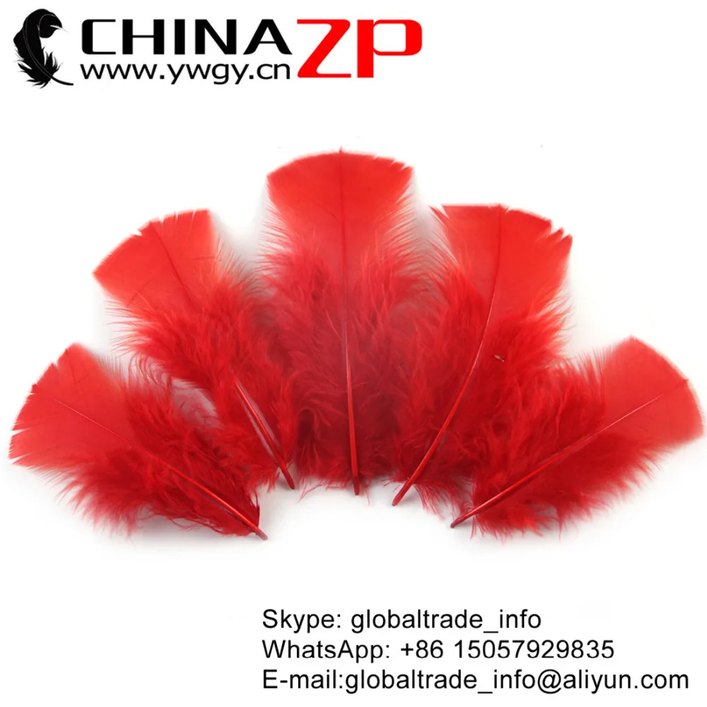 

Wholesale in CHINAZP Factory 500pcs/lot Top Quality Dyed Red Turkey Fluff Flat T-Base Body Plumage Feathers