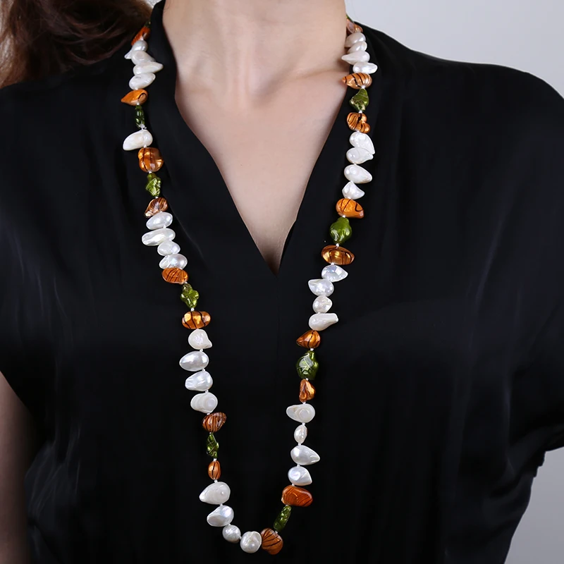 [NYMPH] ожерелье из барочного жемчуга ювелирные изделия натурального пресноводного