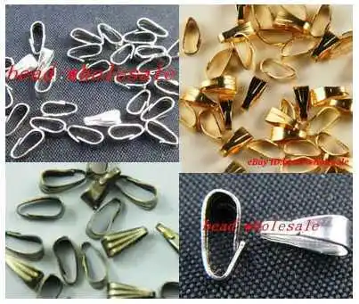 OMH wholesale 500pcs Golden bronze silver plated metal necklace crimp end beads bail Clasps Hooks 6mm DY80 | Украшения и