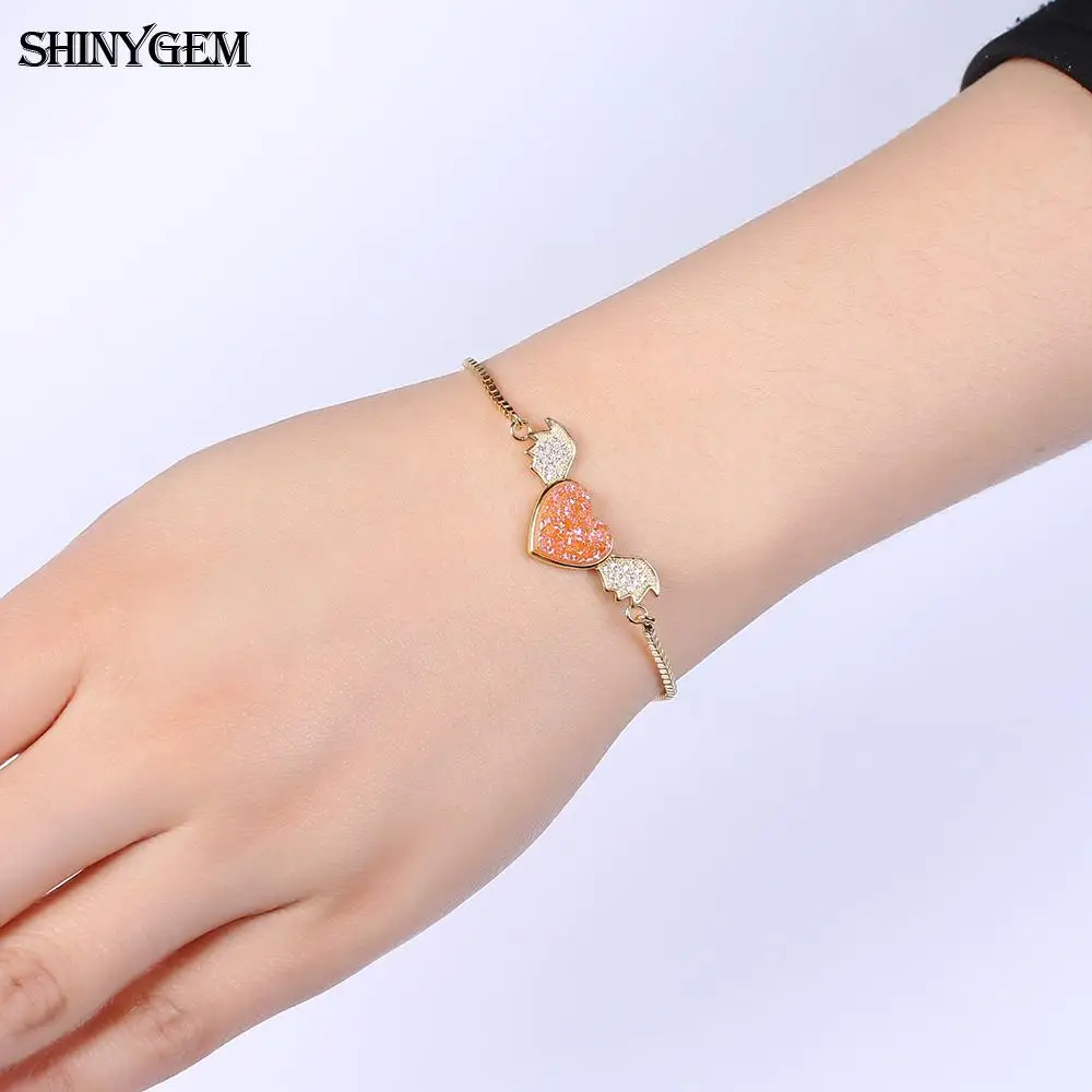 Женские очаровательные браслеты ShinyGem Little Devil с милым сердечком из натурального