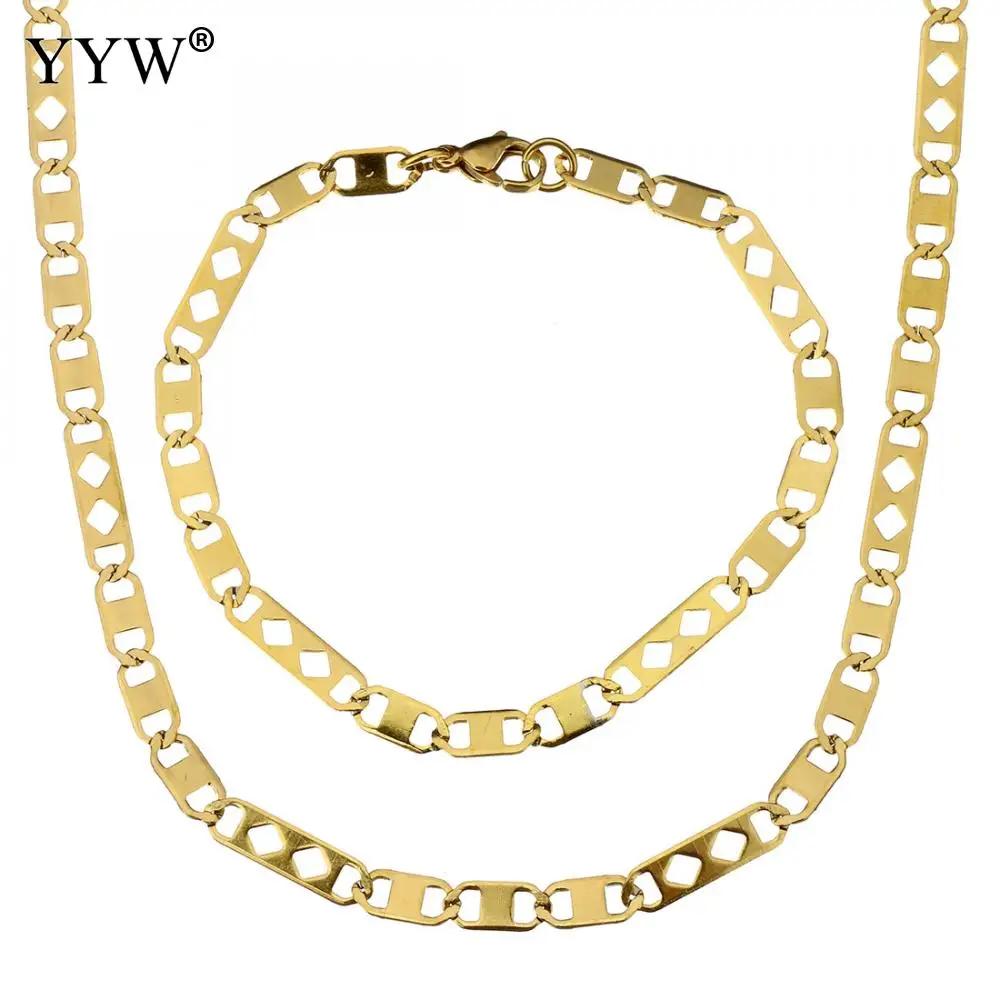 Элегантное ожерелье из нержавеющей стали 316L Mariner Chain& Bracelet для мужчин и женщин наборы из нержавеющей стали модные ювелирные изделия подарок - Окраска металла: gold color