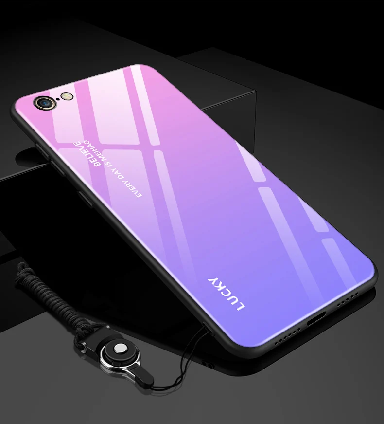 Закаленное Стекло чехол для iPhone 6 S, градиентные Цвет стандарт Blu-Ray Аврора накладка на заднюю панель с рисунком для iPhone 6 S 6S Coque iPhone6S proetct оболочки