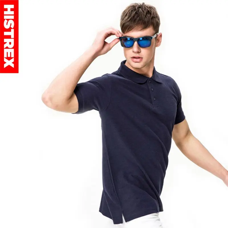 HISTREX Для мужчин бренд рубашки поло для 100% хлопок Poloshirt короткий рукав однотонные