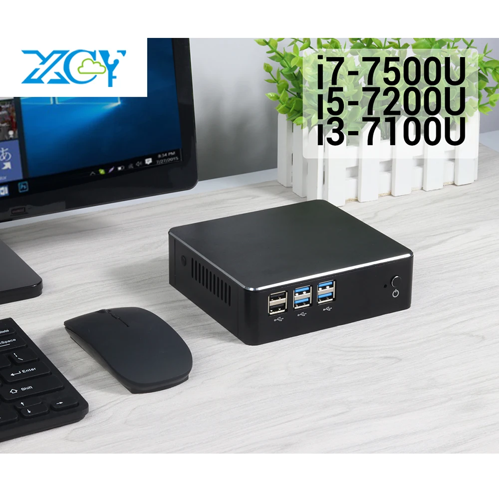 XCY 7-го поколения Intel Core i3 7100U i5 7200U i7 7500U мини-ПК 4K HDMI NUC USB3.0 WiFi DDR3 ram Windows 10 микро настольный компьютер