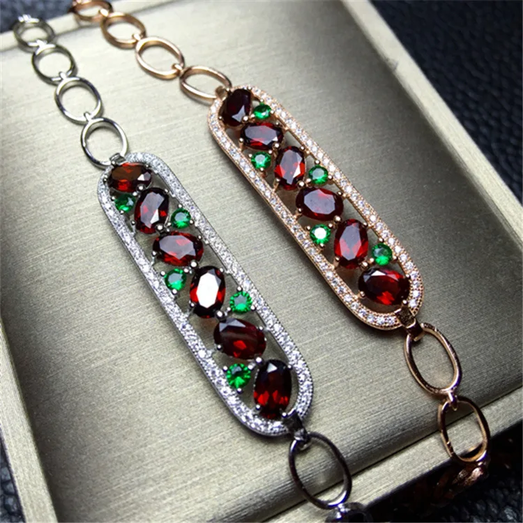 

KJJEAXCMY fine jewelry 925 Silver Natural Garnet Lady Bracelet