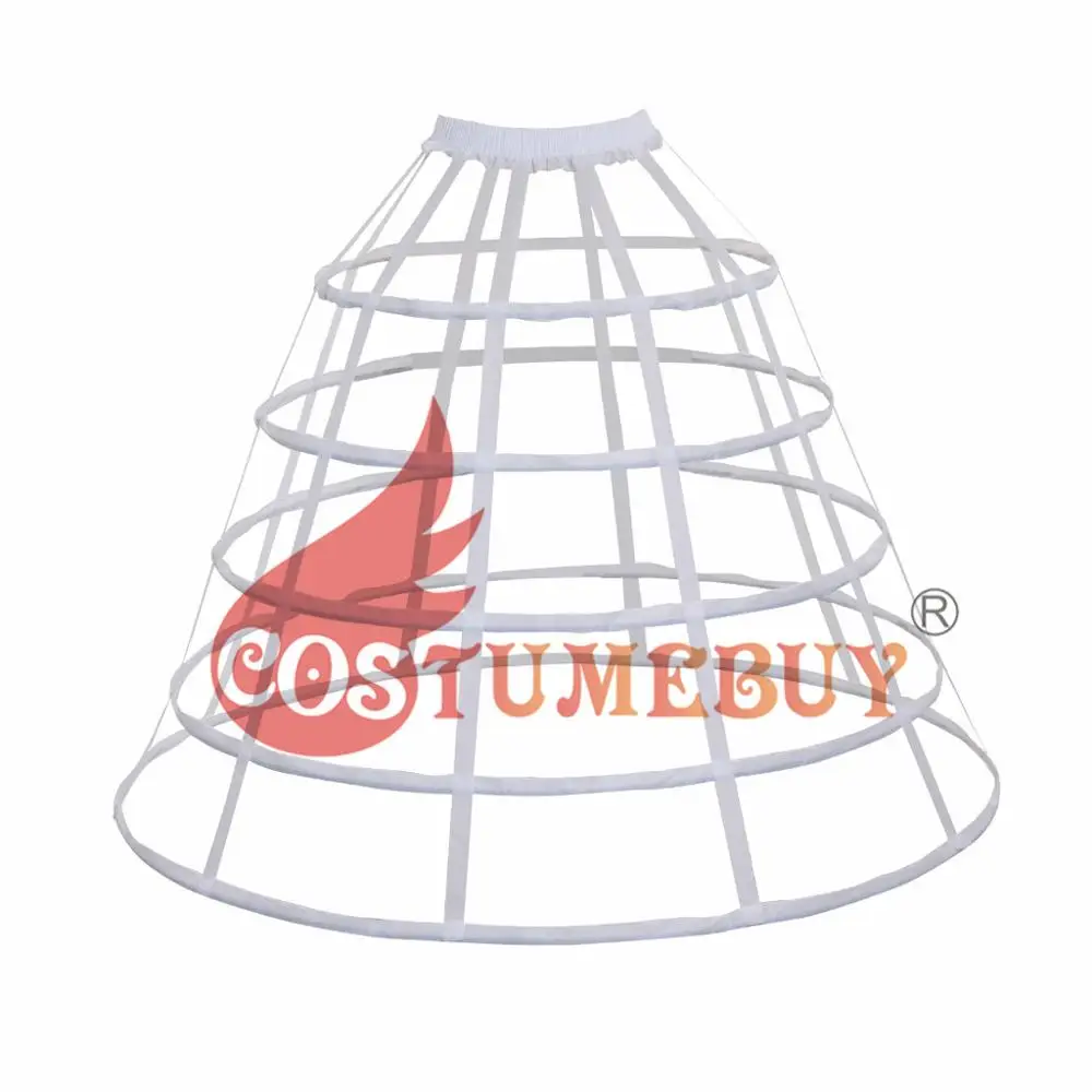 Costumebuy Готическая Лолита клетка 2 3 5 обруч Нижняя юбка нижняя юбка средневековая викторианская ROCOCO круг Fishbone кринолин Паньер - Цвет: 5 HOOP White