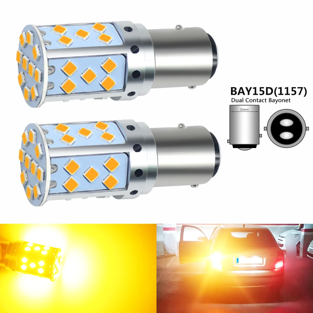 

9-30V 15W BAY15D LED 1157 P21/5W LED 3030 Chips 35 SMD LED Bulbs Car Auto Reverse Lights Turn Signal Backup Lights Yellow DC 12V