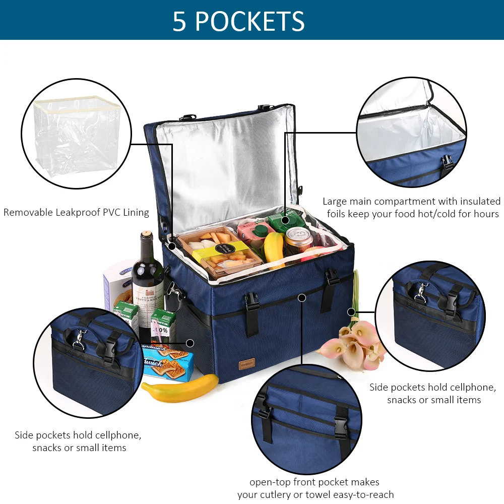TOMSHOO 10L/18L/28L/37L Термосумка для пищи Складная продуктов на открытом воздухе