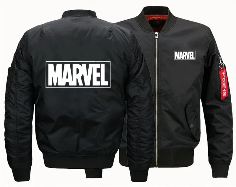 Модная летная куртка Marvel зимние утепленные мужские куртки на молнии