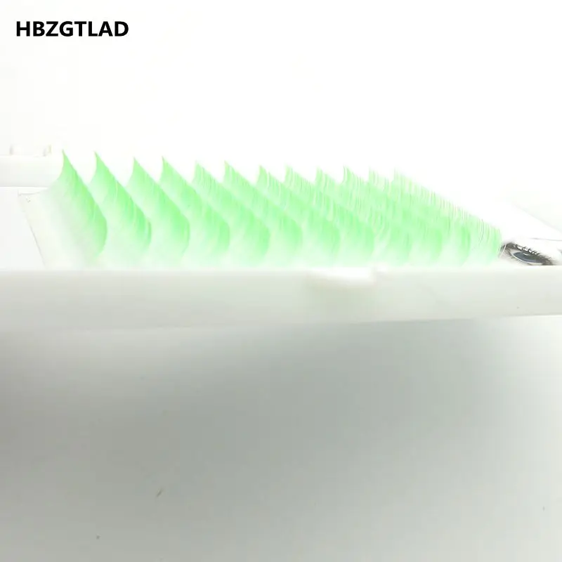 HBZGTLAD фирменные Новые Накладные Ресницы C/D curl 0 07/0 1 мм 8-14 белые + зеленые