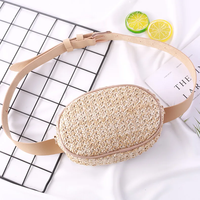 Мода sac banane Соломенная женская поясная сумка ремень женский ручной работы из ротанга овальные летние пляжные сумки для девушек нагрудная сумка дамская сумка для живота