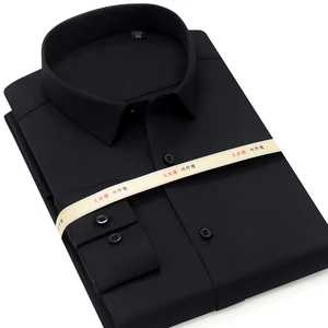 Мужская Однотонная рубашка MACROSEA из бамбукового волокна, удобная мягкая эластичная рубашка с длинным рукавом, не требует глажки, классические топы, рубашка HW