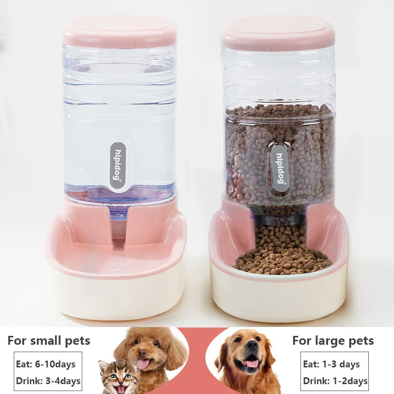 Pink food and water 3.8L автоматические кормушки для кошек, большая емкость, фонтан для воды для кошек, пластиковая бутылка для воды для собак, миски для кормления, диспенсер для воды для кошек - Цвет: Pink food and water