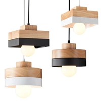 indoor oak wood pendant lamp suspension reataurant store nordic pendant light hanging wood black led pendant light home decor