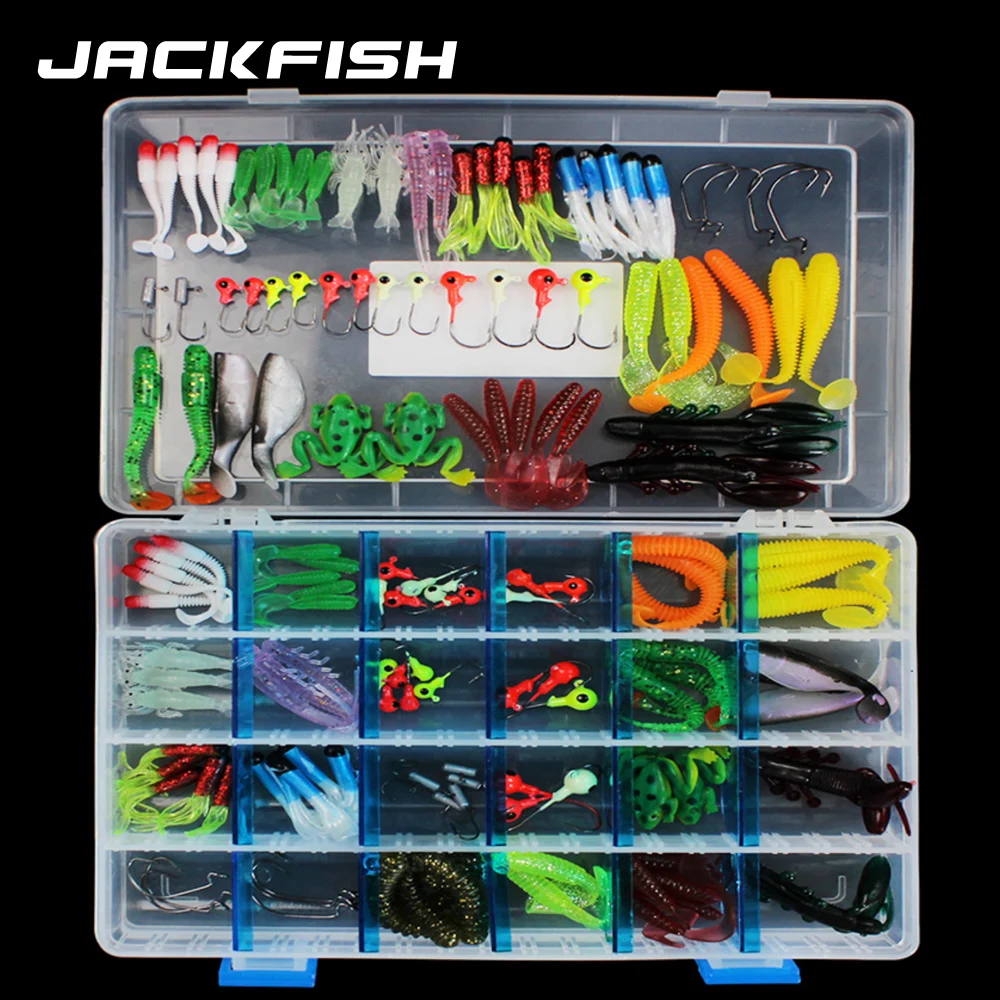 JACKFISH 146 шт. набор рыболовных приманок смешанные мягкие приманки в коробке