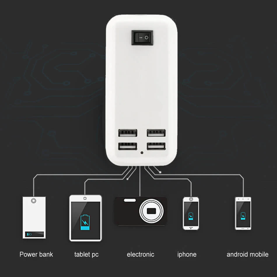Сетевой удлинитель для телефона с 4 USB-портами 15 Вт 2 А | Мобильные телефоны и