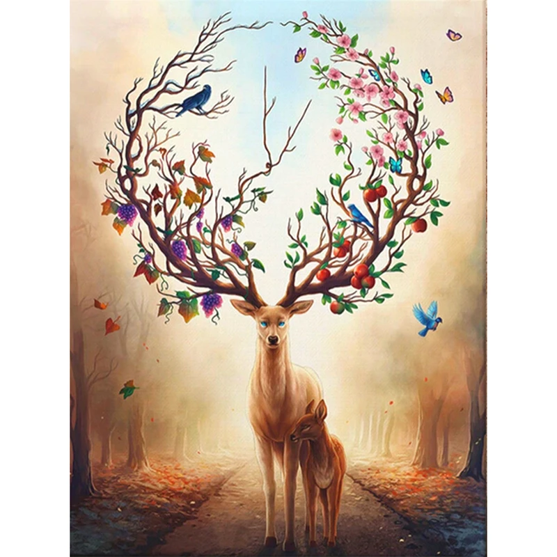 Zhui star 5D DIY Diamond embroidery deer with tree diamond painting Cross Stitch full drill Rhinestone mosaic home decoration | Дом и сад