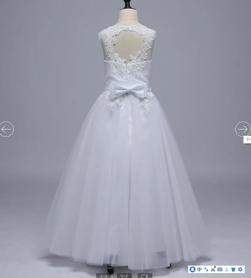 2017 White Flower Girl Dress Kids Ball Gowns First Communion Dresses Pageant Girls Glitz Scoop Sleeveless Floor length Tulle | Свадьбы и
