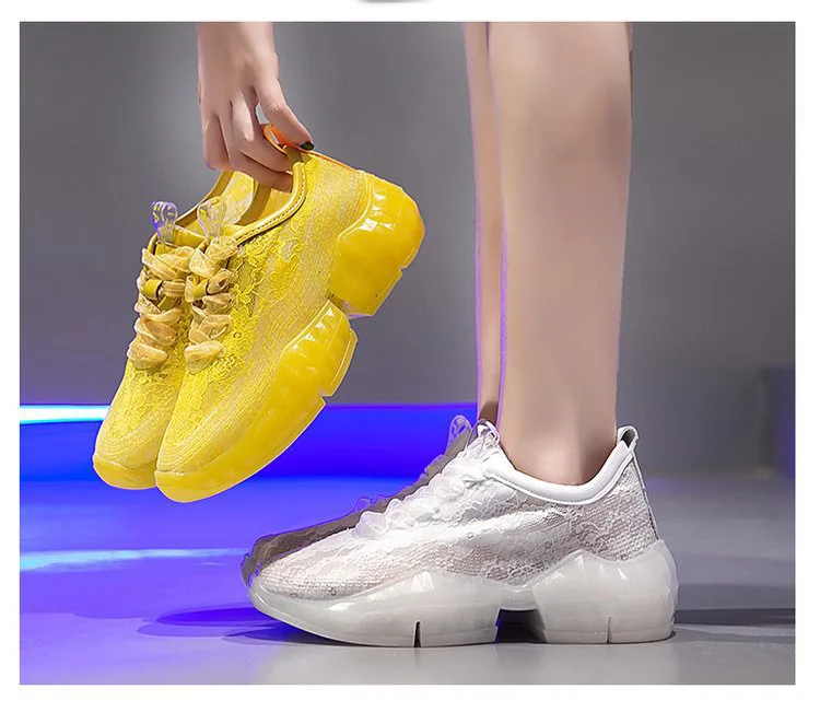 Повседневная Белая обувь; женские кроссовки на массивной платформе; zapatos de mujer; chaussures femme; модная женская дышащая обувь