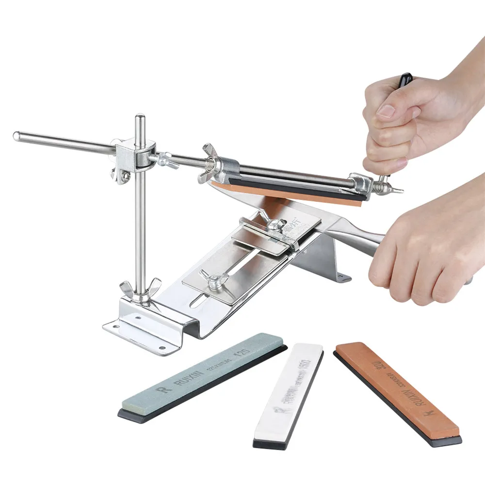 Точилка для ножей Ruixin Pro III, полностью железная сталь, профессиональная точилка для ножей шеф-повара, кухонная система заточки, фиксированный угол, 4 точильных камня