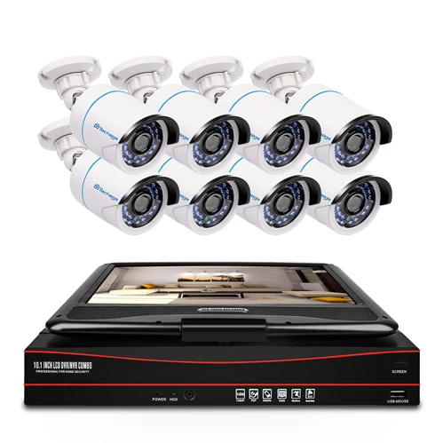 8CH NVR 8 Cameras Techage 8CH 1080P POE CCTV IP камера системы 2MP HD 10,1 дюймов ЖК-монитор NVR безопасности водонепроницаемый видеорегистратор Видео Комплект - Цвет: 8CH NVR 8 Cameras