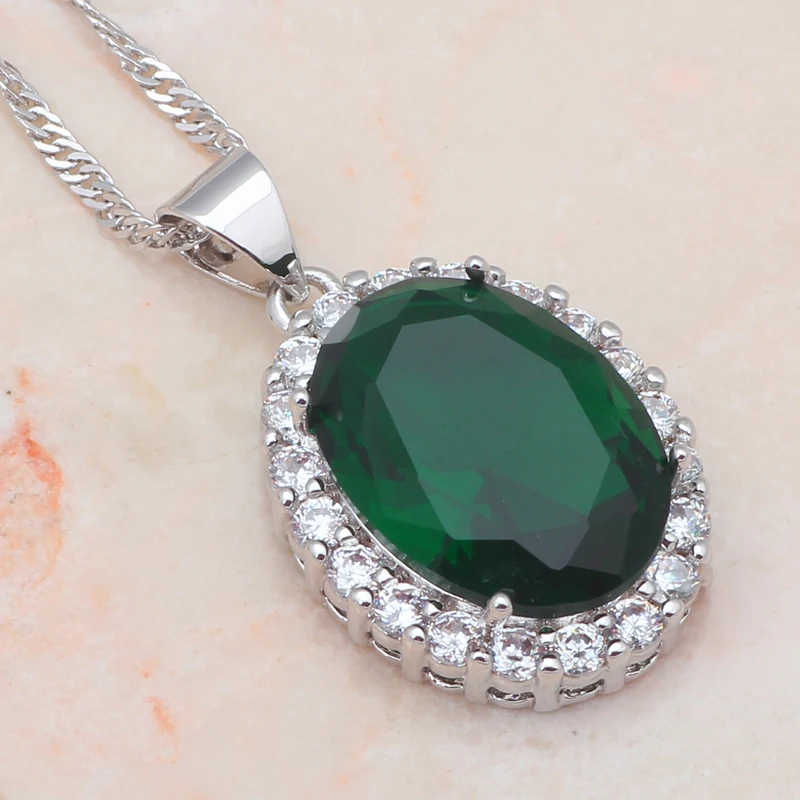 Ювелирные изделия из циркона серебро штампованный CZ Зеленый Кристалл Модные