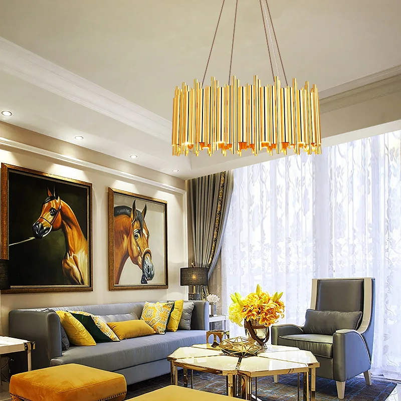 

Modern LED Chandelier Round Gold Suspension Luminaire Hanging lamp for kitchen living room lighting Fixtures home lighting
