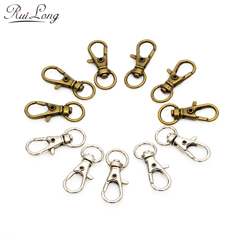 Оптовая продажа бронзовых родиевых застежек-карабинов 20 шт./лот застежки для