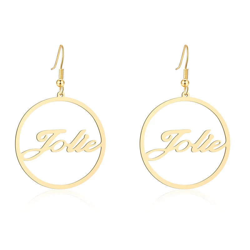 1 пара именных сережек с именной табличкой для женщин позолоченные серебряные