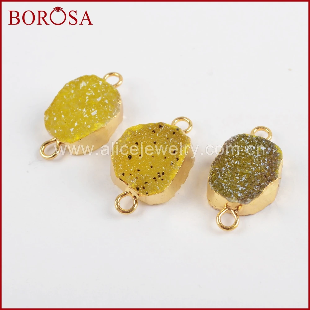 BOROSA 10 шт смешанных цветов s Freeform Агаты Друза Мода Drusy золотой цвет двойной