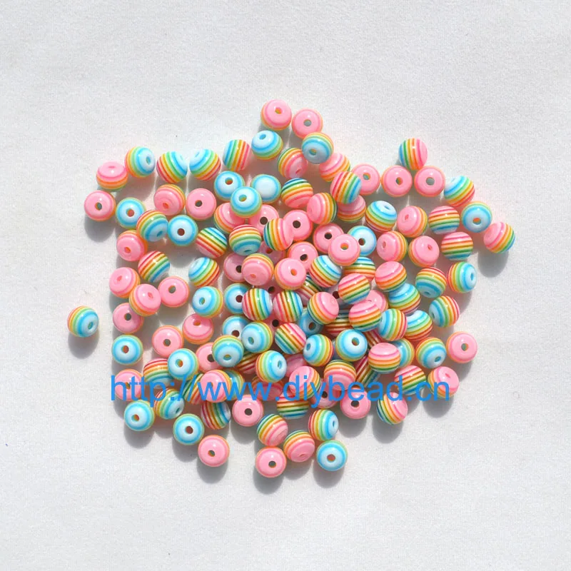Colorful A 100 шт DIY браслет аксессуар Отдел рукоделия 18 цветов 8 мм круглой формы, прозрачный полимерный полосатый Бисер для ювелирных изделий - Цвет: Colorful A