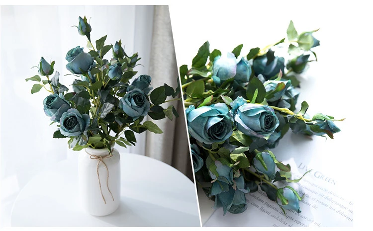 JAROWN Artificial Flowers Silk Rose Continental Retro Fake Flower Home Decoration Wedding DIY Decoration Flores