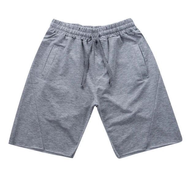Темно-серый Brand New Men's Sports Shorts Solid Destroy Pocket Casual Male Summer Trousers Gym Bottom Men Waistband Loose Shorts - Цвет: Темно-серый