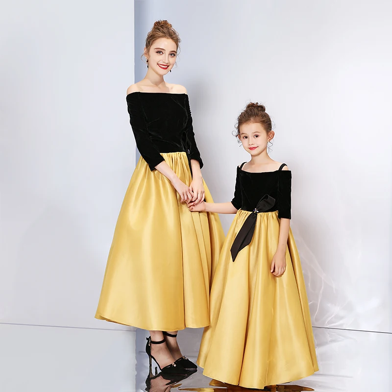 2019 Spring Summer New Design Mommy and Me Family Matching Mother Daughter Wedding Dresses Vintage Style Euro Plus Size Custom