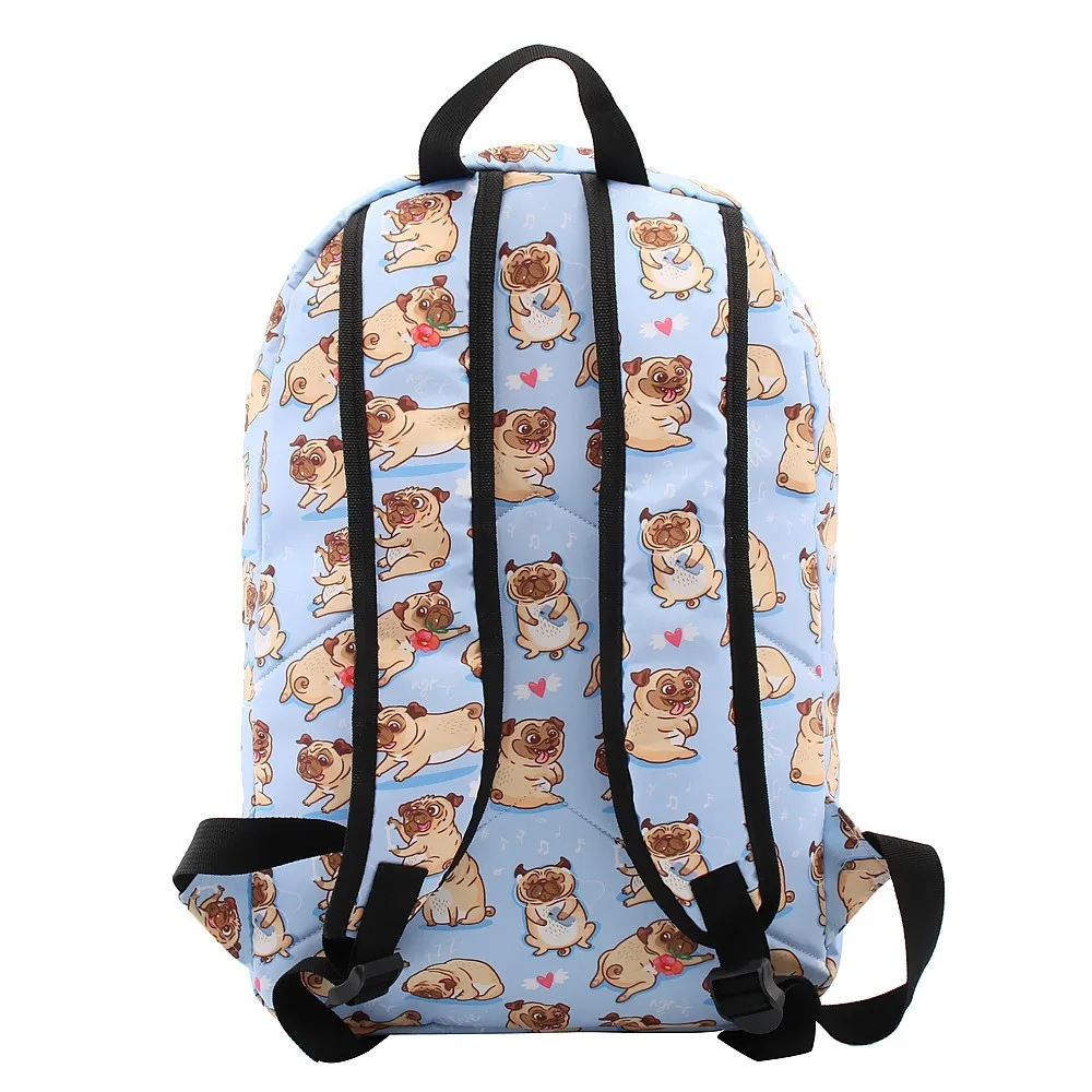 Deanfun рюкзак для девочек Мопс цветок Сердце водонепроницаемый ноутбук рюкзаки