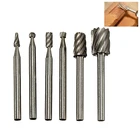 6 шт. фреза из быстрорежущей стали, роторные инструменты, роторный резной нож, резак, инструмент 3,1 мм, гравировка, деревообработка, используется для Dremel