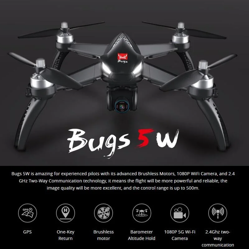 MJX Bugs 5 W 5G Wi Fi FPV дрона с дистанционным управлением Камера Quadcopter GPS Дроны камерой HD