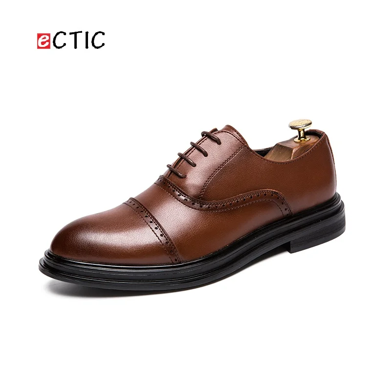 Новинка британские осенние броги ECTIC мужские туфли дерби Wingtip Calcado на плоской