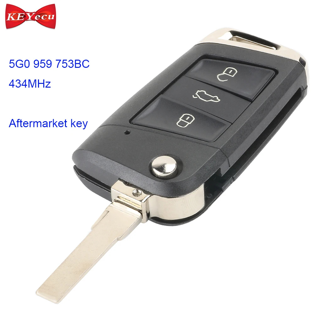 KEYECU для Volkswagen MQB Golf VII MK7 шкода Октавия A7 дистанционный брелок 434 МГц ID48 чип 5G0 959 753BC |