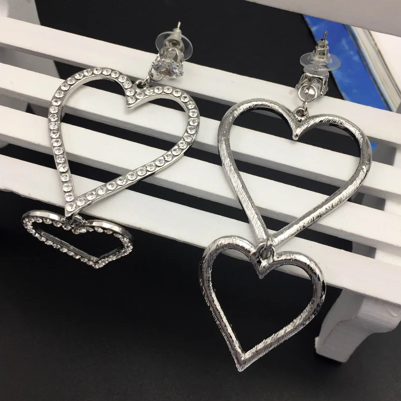 Женские серьги подвески из металлического сплава|big heart earrings|drop earringsheart drop earrings |
