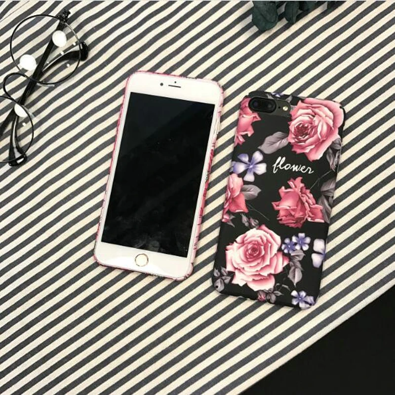 Flowers Phone Case For iPhone 7 8 plus 6 6S Coque Funda Plastic Hard iphone 7Plus Back Cover |