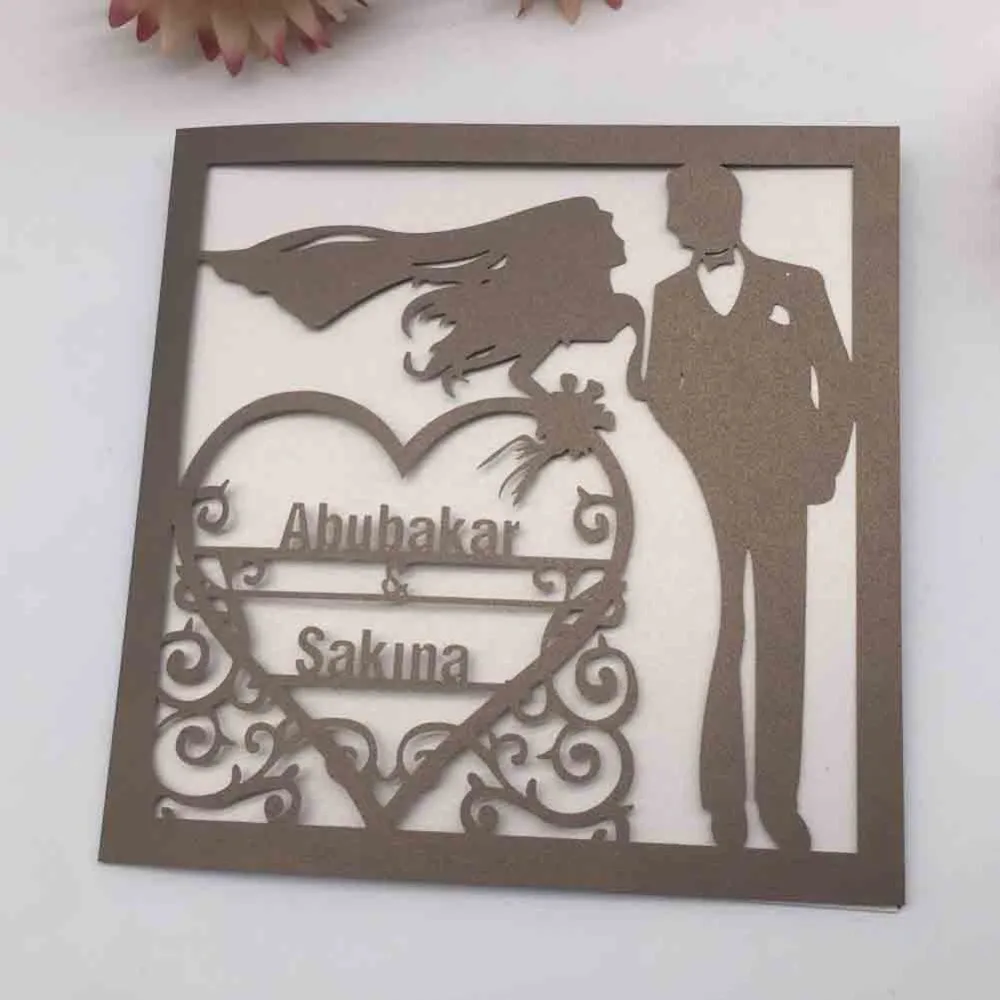 

100pcs/lot Wedding Invitation Card Kit With Laser Cut Custom Made Modern Wedding Marriage Invitations Cards Engagement Supplies