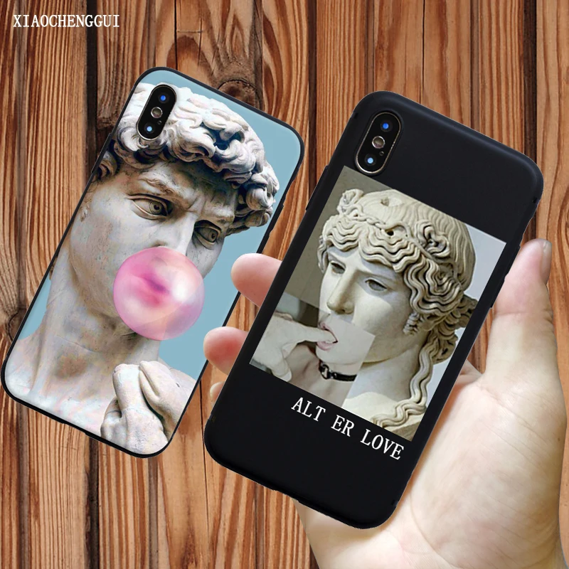 For iphone 11 PRO case Fashion plaster statue funny painting soft silicone phone cover for Apple iPhone 5 SE 6 7 8 Plus XS R MAX |