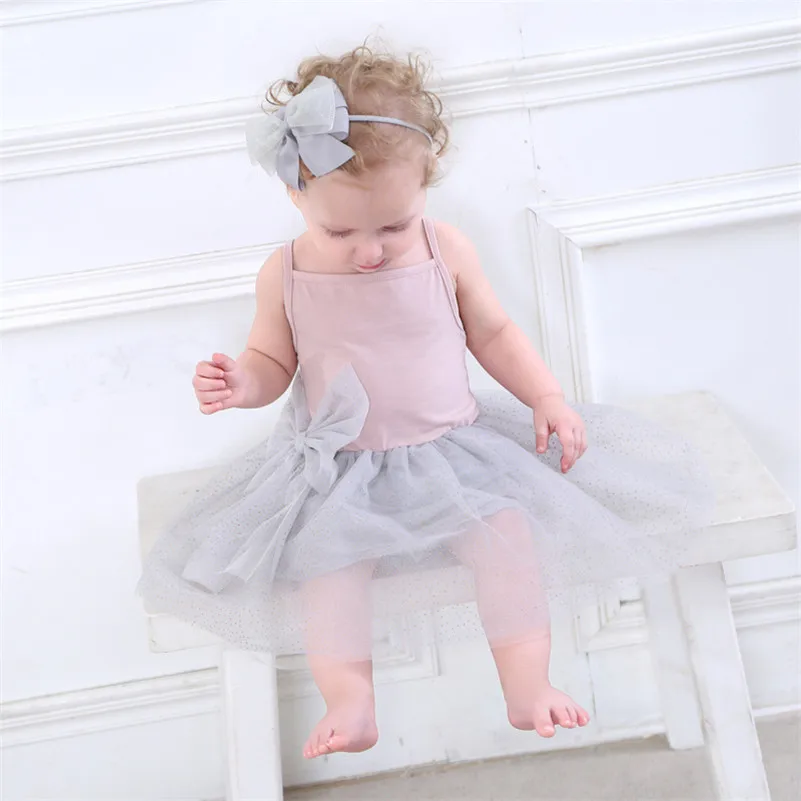 MBBGJOY Baby Girls Dress Overalls Summer 0-3Y Children Kids Girl Mesh Cotton Straps Dresses Sleeveless Solid Clothes | Детская одежда и