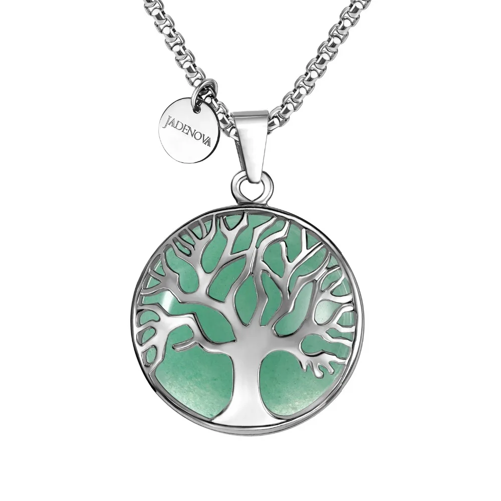 

Tree of Life Necklace Family Tree Gem Pendant Necklace 24 inch Stainless Steel Chain