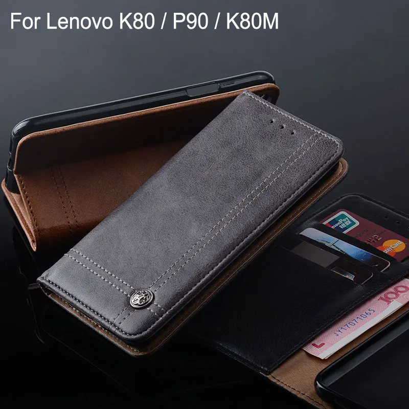 Для Lenovo K80 случае Роскошные кожаные откидная крышка с подставкой слот для карт