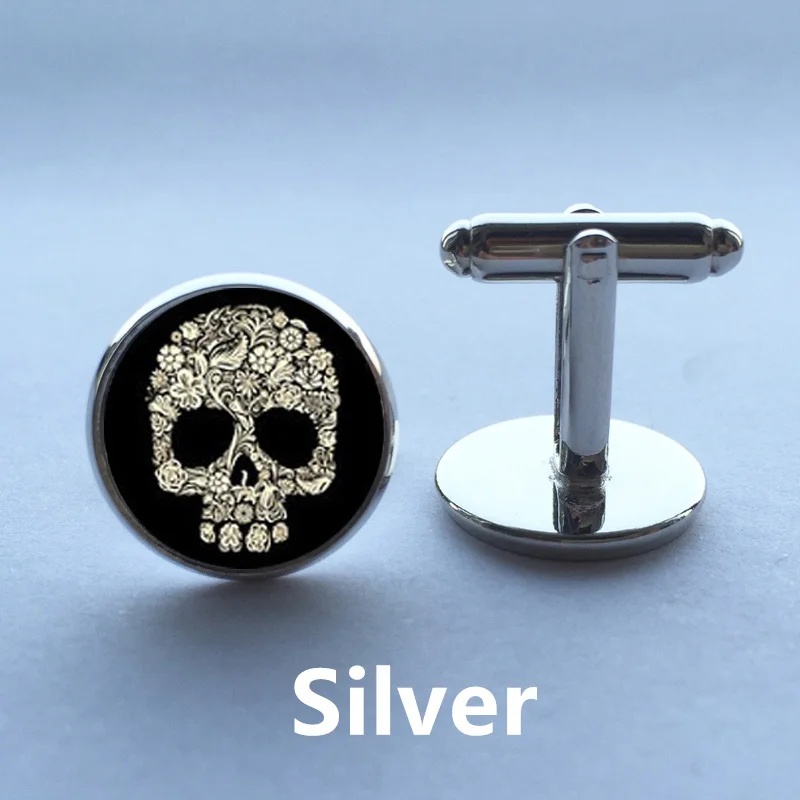 Темный запонки с черепом золото сахар изготовленные на заказ отец Женихи манжеты